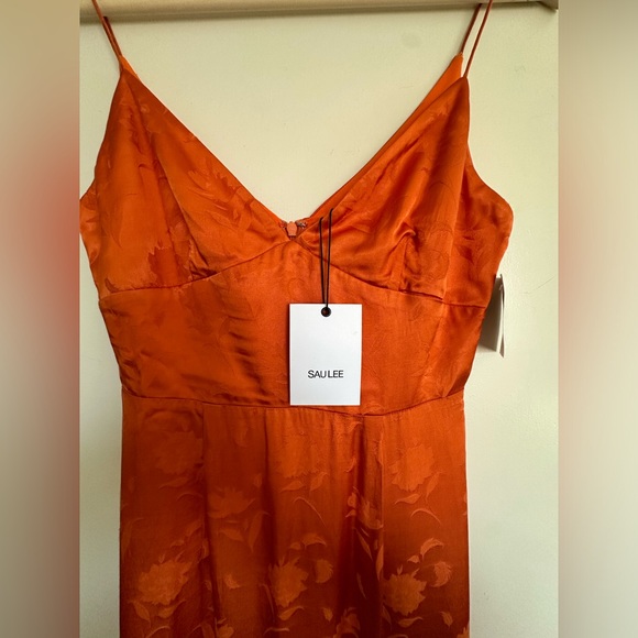SAU LEE FRANCESCA ORANGE FLORAL JACQUARD MIDI DRESS, WOMEN'S SIZE 4 - Picture 6 of 10